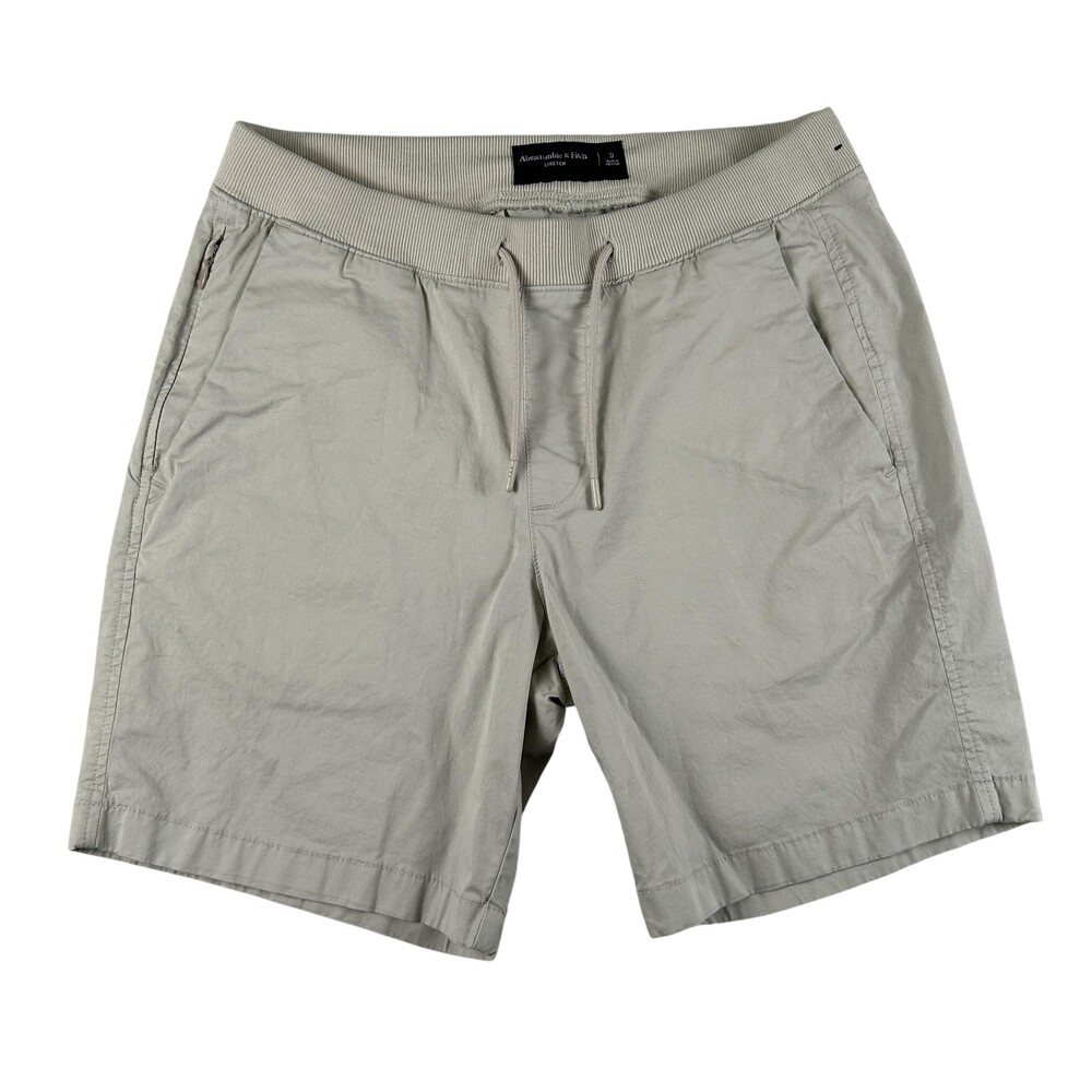 Abercrombie & Fitch Shorts Mens Small Beige Chino Drawstring 7" Inseam Casual